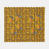 Couverture Polaire Hibou et Citrouilles d'Automne  フリースブランケット (正面(横))