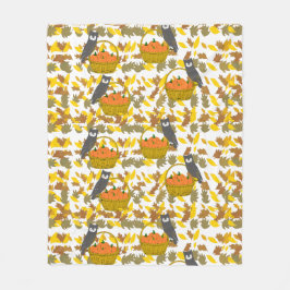 Couverture Polaire Hiboux et Citrouilles d'Automne フリースブランケット