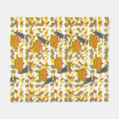 Couverture Polaire Hiboux et Citrouilles d'Automne フリースブランケット (正面(横))