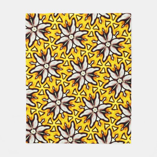 Couverture polaire Jimette Design jaune blanc noir フリースブランケット (正面)