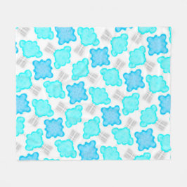 Couverture polaire Jimette Design turquoise blanc フリースブランケット