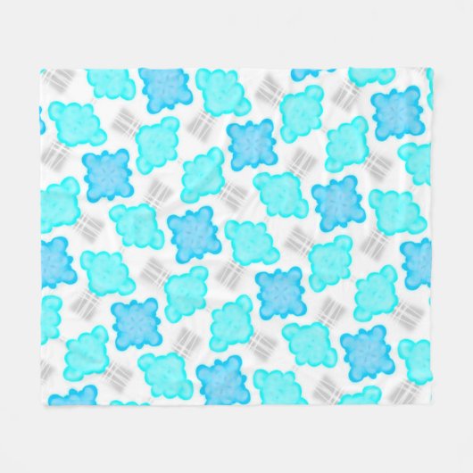 Couverture polaire Jimette Design turquoise blanc フリースブランケット (正面(横))