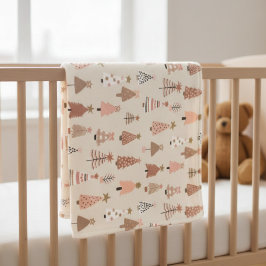 Couverture Polaire Sapins de Noël Rose Scandinave  フリースブランケット