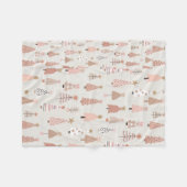 Couverture Polaire Sapins de Noël Rose Scandinave  フリースブランケット (正面(横))