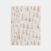 Couverture Polaire Sapins de Noël Rose Scandinave  フリースブランケット (正面)
