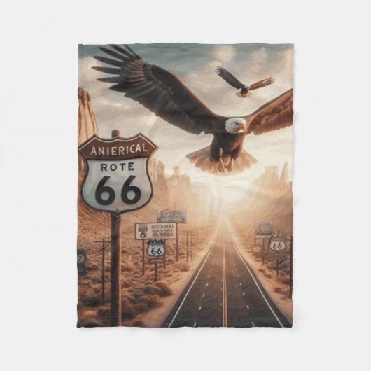 Couverture route 66 フリースブランケット (正面)