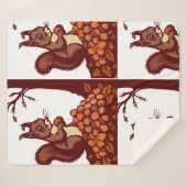 🐿️ Couverture Sherpa Écureuil d'Automne et Forêt シェルパブランケット (正面(横))