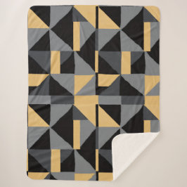 Couverture Sherpa Géométrie Noire, Grise et Or シェルパブランケット