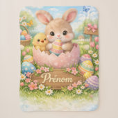 Couverture Sherpa Personnalisée Pâques – Lapin et シェルパブランケット (正面)