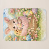 Couverture Sherpa Personnalisée Pâques – Lapin et シェルパブランケット (正面(横))