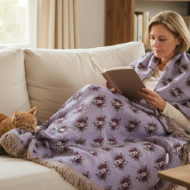 Couverture Tissée bouquet de Violettes スローブランケット