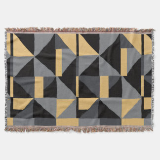 Couverture Tissée Géométrie Noir, gris et or スローブランケット