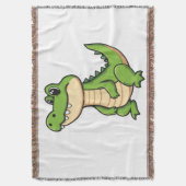 Couverture Tissée Petit Crocodile Kawaii スローブランケット (正面縦)