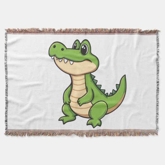 Couverture Tissée Petit Crocodile Kawaii スローブランケット (正面)