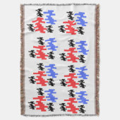 couvre lit décoratif pixels rouge et bleu; スローブランケット (正面縦)
