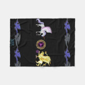 Covenの記号の螺線形の本質のユニコーンのGriffonのケルト語 フリースブランケット (正面(横))