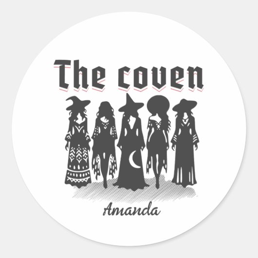 coven bachelorette party witchy ラウンドシール (正面)