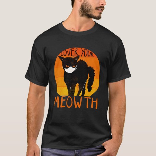 Cover your Meowth  Halloween Black Cat Face Mask Tシャツ (正面)