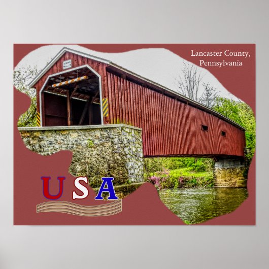 Covered Bridge – ポスターアート – Lancaster County PA ポスター (正面)