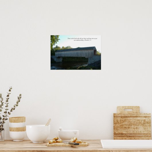 Covered Bridge Poster with Bible Verse ポスター (キッチン)