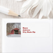 Covered Bridge Red Snow写真 ラベル (インサイチュ)