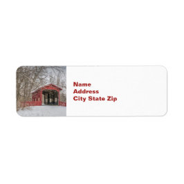 Covered Bridge Red Snow写真 ラベル