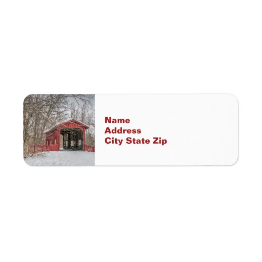 Covered Bridge Red Snow写真 ラベル (正面)
