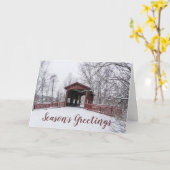 Covered Bridge Season's Greetings Christmas Card カード (黄色い花)