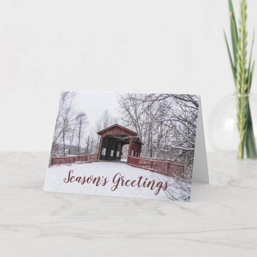 Covered Bridge Season's Greetings Christmas Card カード (正面)