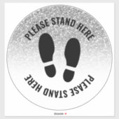 Covidお願い立ち立ちシルバーグリッター シール (シート)