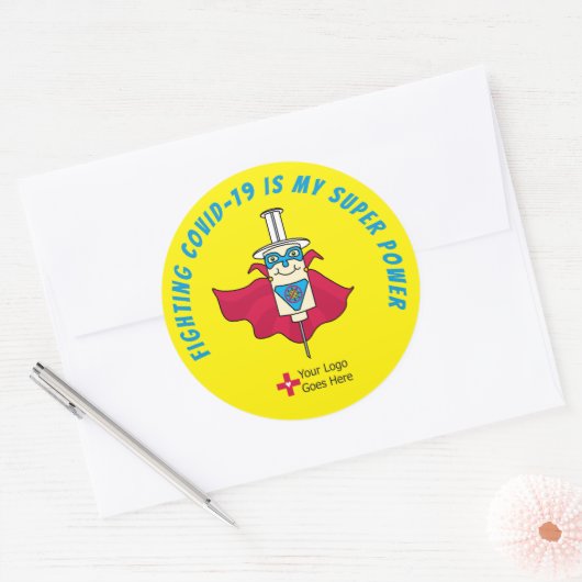 COVIDとの戦いは私のパワーすごいワクチンの報酬 ラウンドシール (封筒)