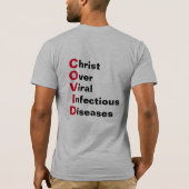 COVIDのTシャツの上のキリスト Tシャツ (裏面)