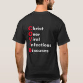 COVIDのTシャツの上のキリスト Tシャツ (裏面)
