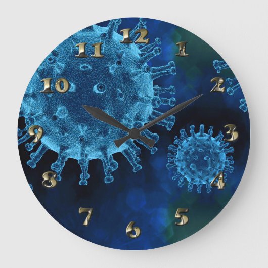 Covidウイルス感染病原体 ラージ壁時計 (正面)