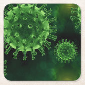 Covidウイルス病原体感染 スクエアペーパーコースター (正面)