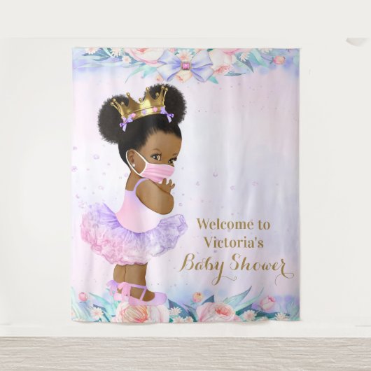 Covidガール ベイビー マスク ベイビー シャワー XL 背景 タペストリー (正面)