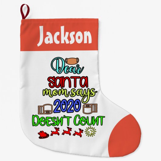 COVIDクリスマスストッキング-検疫のパンデミック·ラー ラージクリスマスストッキング (正面)