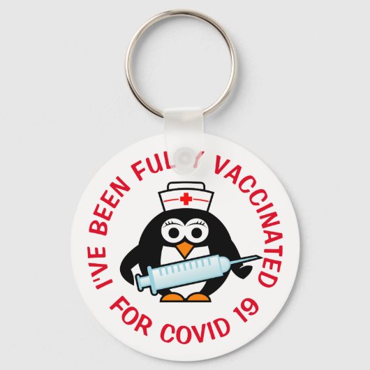 Covidコロナウイルスに完全ワクチン接種される キーホルダー (正面)