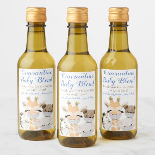 Covidサファリ動物ベビーシャワーミニワインラベル ワインラベル (ボトル)