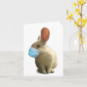 COVIDマスクウサギ全大事な行事グリーティングカード カード (黄色い花)