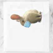 COVIDマスクラビットステッカー（白） 長方形シール (バッグ)