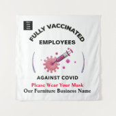Covidロゴに対する予防接種を受けたビジネスマン タペストリー (正面)