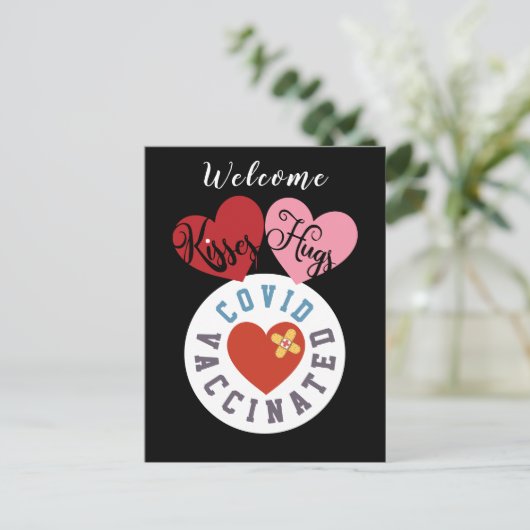 COVIDワクチン接種 |ウェルカムキスズハグスバレンタイン シーズンポストカード (スタンド正面)