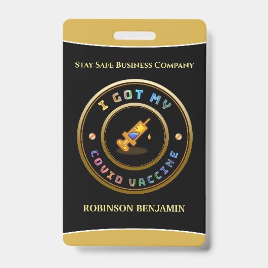 Covidワク得チンビジネスロゴバッジ バッジ (表面)