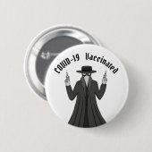 COVID予防接種されたおもしろいペスト医師の予防接種 缶バッジ (正面&裏面)