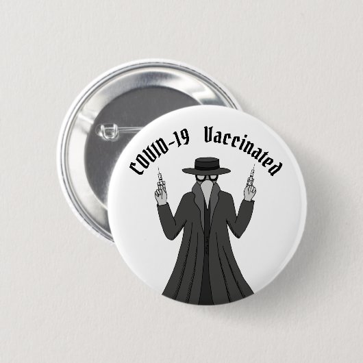 COVID予防接種されたおもしろいペスト医師の予防接種 缶バッジ (正面&裏面)