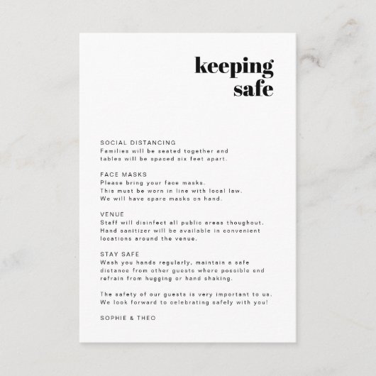 Covid安全指針 |モダンレトロ結婚ズ エンクロージャーカード (正面)