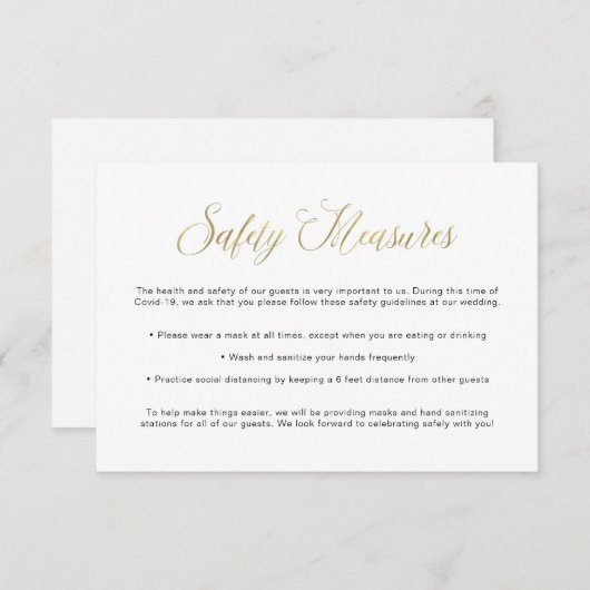 Covid安全指針 | 結婚の金ゴールドマスク情報 エンクロージャーカード (正面/裏面)