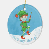 covid19 2020が興奮した！クリスマスxマスク小妖精や小人 セラミックオーナメント (左)