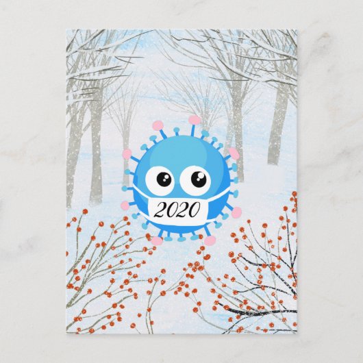 covid19 2020ウイルスクリスマス装飾 ポストカード (正面)